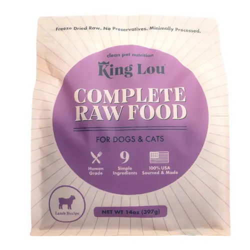 King Lou Complete Food- Lamb for Dogs & Cats, 100% USA, Human Grade, Freeze Dried Raw, AAFCO Approved Complete & Balanced, No Synthetic Vitamins