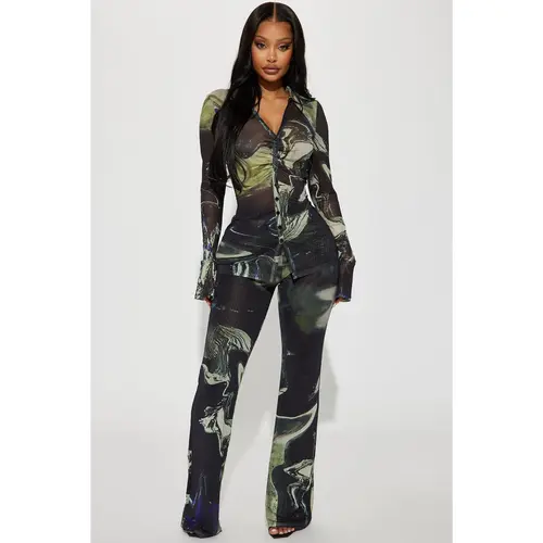 Gisella Pant Set - Black/combo