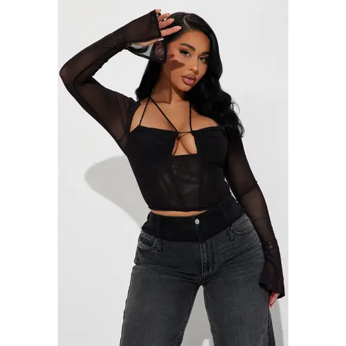 Melanie Mesh Corset Top - Black