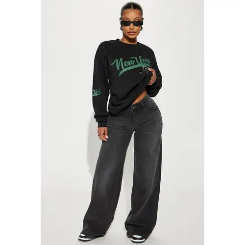 Lost As Always Stretch Baggy Jeans - Black Wash