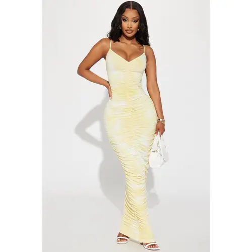 Priscilla Tie Dye Maxi Dress - Yellow