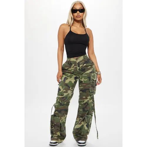 Level You Up Camo Cargo Pant - Olive/combo