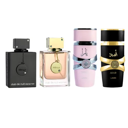 Holiday Multi-Pack Aroma Eau De Parfum Gift Set for Adults - Sterling Parfums ARMAF CDN Intense Women's 3.4fl.oz, Lattafa Yara Asad 3.4fl.oz Liquid Fragrances, Musk Vanilla Lavender Citrus Peach Mix Rose Spicy Scents