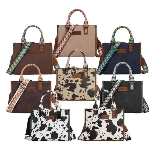 Wrangler Aztec Western Retro Tote Bag for Women with Top Handle and Removable strap