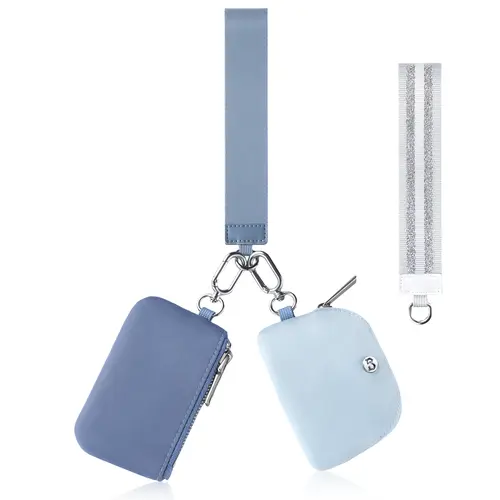 Babysun Zip Around Keychain Wristlet Wallets for Women Dual Pouch Coin Purse With 2 Detachable Keychains Portable, Clutches Wristlets, Minimalist Small Purse, Removable Wristlet