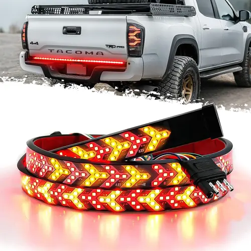 DIBMS Upgraded 60-Inch LED Tailgate Light Bar Strip with Fall Warning Signal, Arrow Turn Signals, IP67 Waterproof, Red & Amber Bright LEDs  car accessories,truck accessories,car stuff,cool car stuff,cool car stuff,car accessories for men
