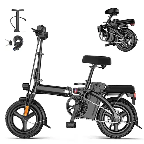 APYEAR 14-Inch Folding Electric Bike, 750W Motor, 48V12Ah Battery, 20MPH High Speed, Air Tires, Front & Rear Disc Brakes, LED Lights, 30-Mile Range, Portable Bikes for Outdoor Sports Cycling