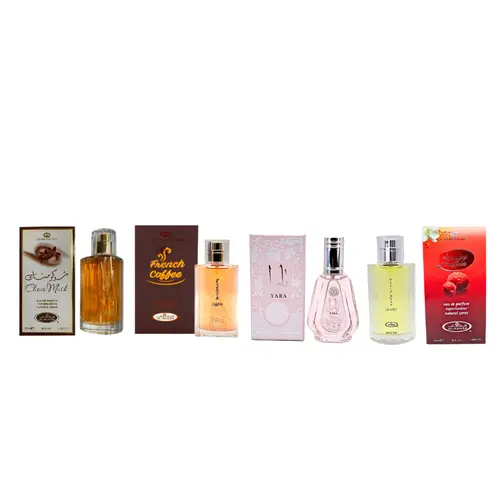 Unisex Travel Size EDP Spray & Perfume Oil Combo Set - Yara, Choco, French Coffee, Tooty, Vanilla Scents, Sandalwood - 1.65 fl.oz Mini Toiletries for Adults' Purse, Mini Perfumes