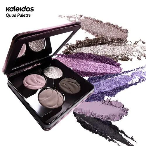 Kaleidos Quad Eyeshadow Palette - Highly-Pigmented, Silky Mattes & Unparalleled Shimmers for Smokey Eye, Cool Toned, Sparkly, Easy Eye Makeup, Cosmetic Gift for Festival Use, Cool Toned Makeup, Sparkly Makeup,back to school