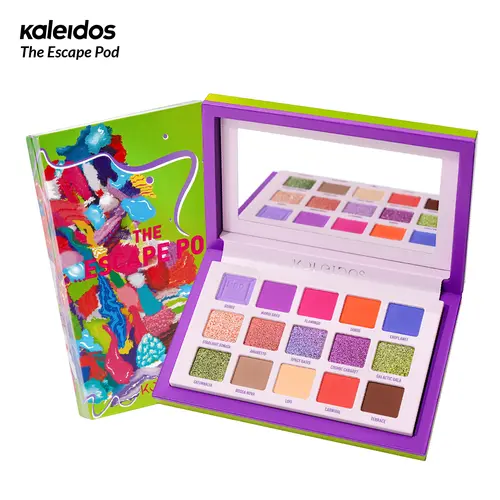 Kaleidos The Escape Pod Eyeshadow Palette - Vegan, Multi-Hued, Colorful Eyeshadow with Neon, Metallic, Shimmer Finishes, Ultra-Pigmented, Blendable, Texturally Diverse for Ethereal Eyes, Rave Makeup, Easy Gift
