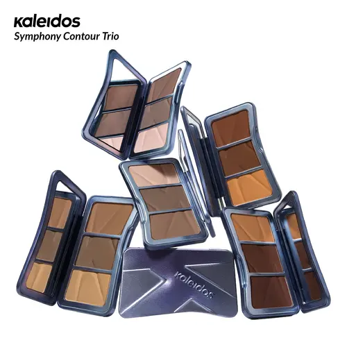 Kaleidos Symphony Contour Trio 3-in-1 Cosmetic Contouring Palette - Silky-Smooth Powder, Natural Sculpting, Flawless Definition, Summervibes Finish, Bronzer, Illuminator, Blendable, Enhances Features, All Skin Types, Beauty Gift for Women,back to school