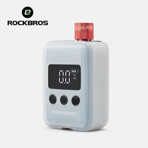 ROCKBROS Mini Cordless Electric Bike Pump - 150PSI Durable and Safe Automatic Tire Inflator with Presta-Schrader Valves, Digital Screen, Portable Design, Efficient Inflation Cycling Gear