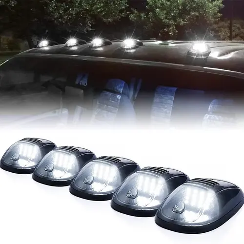 DIBMS Smoke Lens Roof Cab Clearance Light Kit with White LED, Compatible with Van SUV POV Vehicles, 5 Piece Led Backlights