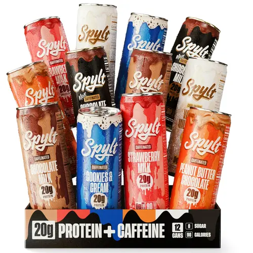 SPYLT High Protein Drink, Caffeinated Chocolate Milk | Workout Recovery & Energy Boost | Sugar Free, Lactose Free | Ready-to-Drink, 12-Pack Beverage - PACKAGING MAY VARY