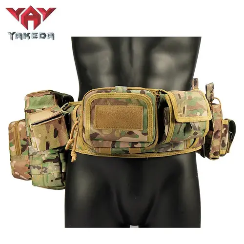 YAKEDA L1810-1 Camouflage Tactical Waistband Outdoor Molle Belt Multifunctional Carrying Gear with Side Pouch & Y2K Style Fabric for Multisport Pack - Backpack, Tactical Accessories