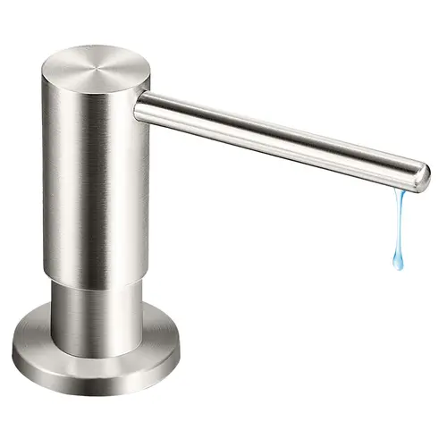 YOFIDRA Sturdy Rustproof Brushed Nickel Stainless Steel Kitchen Sink Dish Soap Dispenser - 47in Tube Kit, Black Bottle, 7.8x4.7x2.3in Set, 360° Rotating Pump Head, Sanitizer Ready Bathroom Accessory for Kitchens Counter Space Optimization, Fits 47" Tubes
