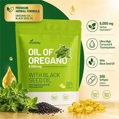 Oil of Oregano 300 Capsules with Black Seed Oil | Natural Antioxidants for Fitness | Nutritional Support | Highly Effective Botanicals Edible Dietary Supplement