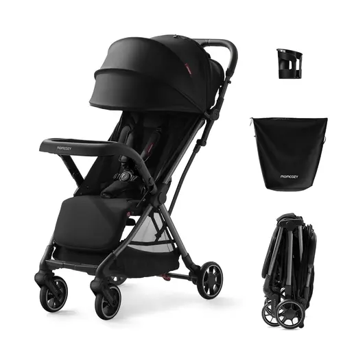 Momcozy TuckGo Lightweight Travel Stroller, One Click Fold for Toddlers 6M-3Y, 33L Bottom Storage, Compact Easier Air Travel, Travel Bag Included, 3-Position Recline, UPF 50+ Canopy, 5-Point Harness【B】