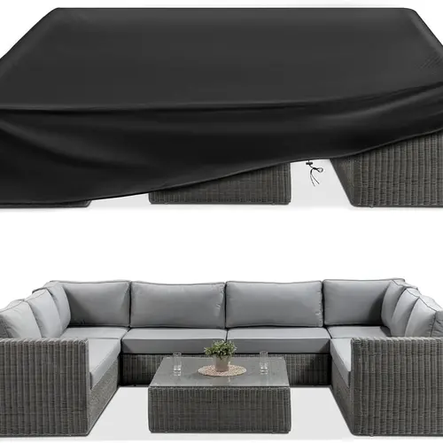 Waterproof Patio Furniture Covers, Outdoor Furniture Covers, 600D Heavy Duty Oxford Patio Table Cover with Air Vents， Windproof Straps, Anti-UV, Rip-Resistant for Outdoor Table, Chair, Sofa, Desk 124"x63"x29"
