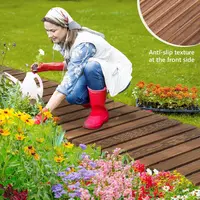 VINGLI Oversized 22IN W 8FT L Wooden Roll-Out Garden Pathway, Outdoor Walkway Flooring with Steel Wire, Anti-Slip Texture, Ground Stakes for Patio, Wedding