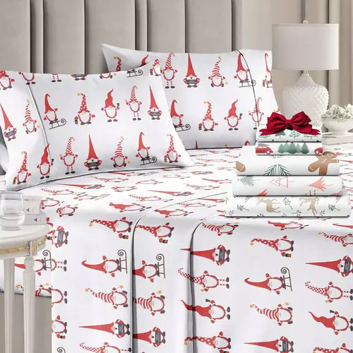 CGK | Holiday 4-Piece Sheet Set – Soft Microfiber Bedding, Deep Pocket Wrinkle-Free Festive Christmas Sheets, Trees, Candy Canes, Reindeers