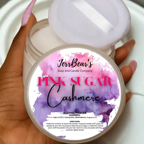 JerrBear's Custom Body Dusting Powder - 4oz Full Size, Talc-Free, Gentle Fine Powder, Scented with Jasmine, Flower, Violet, Coconut, Vanilla, Fragrance Moisture Cosmetic Skin Care, Strawberry