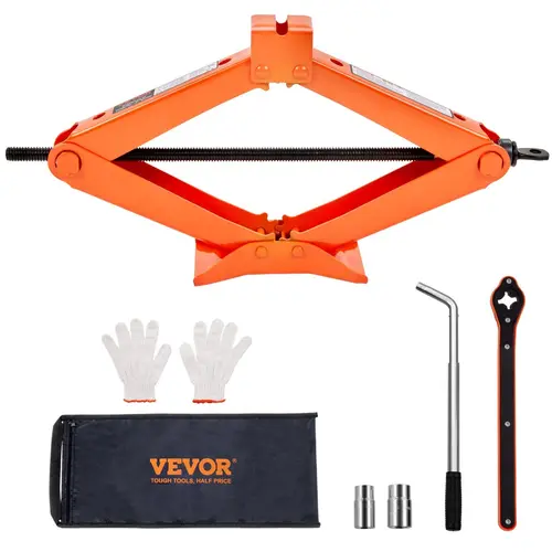 【summerfinds】VEVOR Scissor Jack, 2.5 Ton/5512 lbs Scissor Car Jack, 3.7"-17.1" Lifting Range Scissor Lift Jack with Ratcheting Handle and L-Wrench, Portable Tire Jack for Cars Trucks Sedans MPVs, Emergency, Anti-Rust Spray Molding, Complete Tire Replaceme