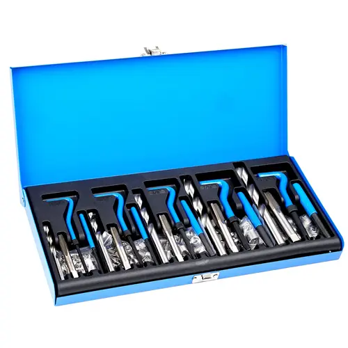 【toolupgrade】VEVOR 131 PCS SAE Helicoil Thread Repair Kit with Rubber Grip, Automotive Installation Tool Set for 1/4, 5/16, 3/8, 7/16, 1/2 Inches UNC Sizes, Heavy Duty Hand Tool Kit
