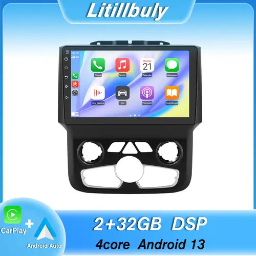Litillbuly Plug-and-Play 4G Carplay Radio Touchscreen for Dodge Ram 1500/2500/3500 2013-2019 (Only Fits Auto AC) - Android Auto, Wireless Carplay, Bluetooth, WIFI, GPS Navigation Car Player with Car Screen Display