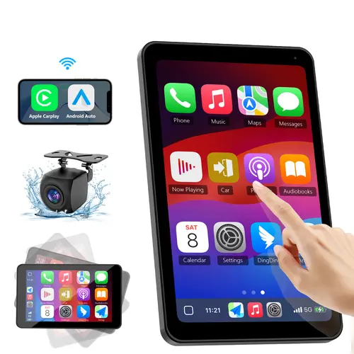 Paslda-2026 7-Inch IPS Touchscreen Portable Carplay Screen, Wireless Carplay & Android Auto, Suction Mount, Landscape/Portrait Modes, Mirror Link, Easy Install, Rear View Camera Compatible with Most Cars, Car Accessories, Accessories For Car, Gps Navigati