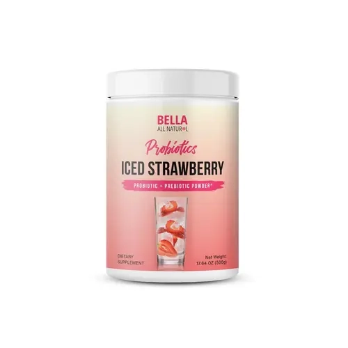 Bella All Natural Probiotics Iced Strawberry Powder for Daily Use