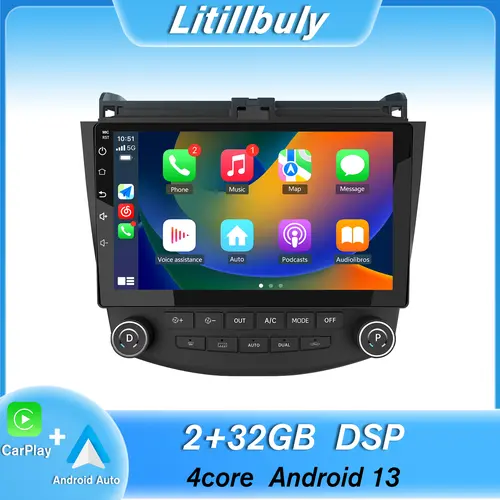 Car Stereo for Honda Accord 2003-2007 touch screen has Android Auto Wireless Carplay, Bluetooth WIFI supports GPS Navigation, Carplay Ips Touchscreen, Old Car New Tech, Aftermarket Dashboard Screen Car Stereos