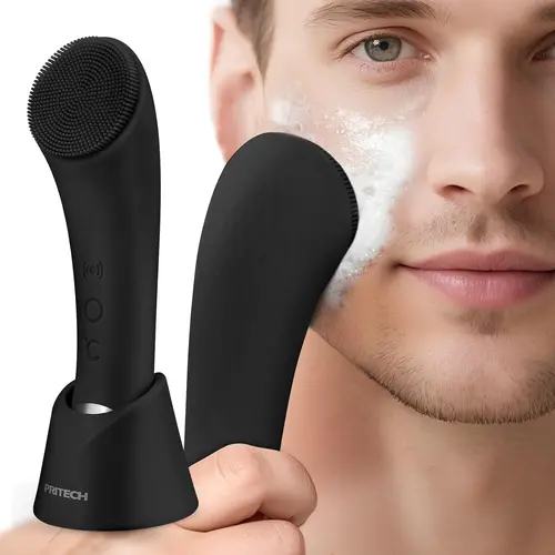 PRITECH Electric Facial Cleansing Silicone Brush with Heat-Assisted Absorption & Adjustable Vibration Modes for Deep Cleansing & Gentle Exfoliation.  SummerWins  DealsForYouDays,dorm essentials,back to school,back to school haul
