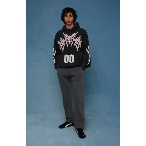 Pacsun Men's Washed Black Straight Leg Sweatpants