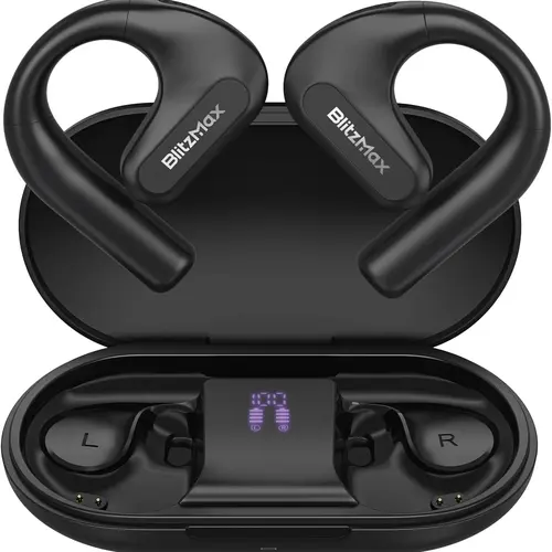Open Ear Headphones Call Noise Cancellation, Comfort Wear, Enhanced Bass, True Wireless Earbuds for LED Power Display, 60H Playtime, Bluetooth 5.3, IPX5 Running Working