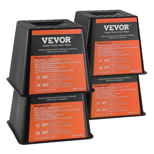 【summerfinds】VEVOR 4-Pack Trailer Jack Block, 6000 lbs Capacity Polypropylene Stabilization Block, High-Quality RV Accessories for Campers, Travel Trailers Tongue Jack, Post, Foot, 5th Wheels, RV Travel Equipment