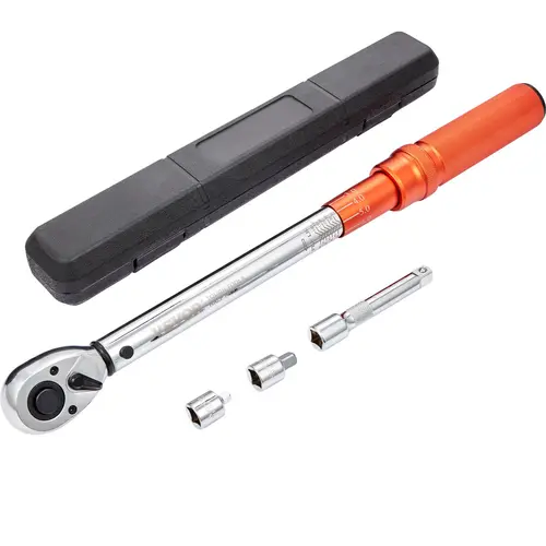 【summerfinds】VEVOR 1/2-Inch Drive Click Torque Wrench, 10-150ft.lb/14-204n.m Dual-Range Adjustable Ratchet Wrench with ±3% Accuracy, Dual-Direction, Adapters+Rods, Fits 1/4, 3/8, 1/2 Bolts
