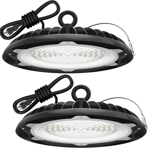 HYPERLITE UFO LED High Bay Light: 150W/250W (130LM/W)High Bay LED Shop Lights with 6ft Plug - 5000K IP65 LED Warehouse Lights for Workshop Stadium Garage Lighting BackToSchool