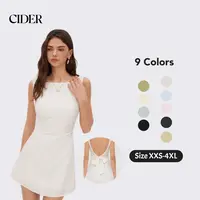 Cider Linen-Blend Boat Neck Knotted Backless Mini Dress – Women's Chic Elegant Summer Vacation Sundress, Solid White A-Line Fit Flare Party Cocktail Dress Casual Basic Womenswear SummerWins SummerFinds