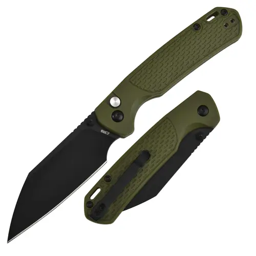 CJRB Pyrite-Light Compact Pocket Knife - CJRB Cutlery Durable Carbon Steel Tool with 3.34" AR-RPM9 Wharncliffe Flat Grind Blade, Button Lock for Camping & EDC Survival, Adults' EDC Tool, Edc Survival Tool, Durable Steel Tool