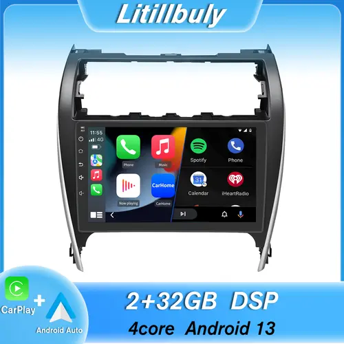 Car Stereo for Toyota Camry 2012 2013 2014,10.1 Inch Touch Screen with Android Auto Wireless Carplay, Bluetooth WIFI supports GPS Navigation Steering Wheel Control