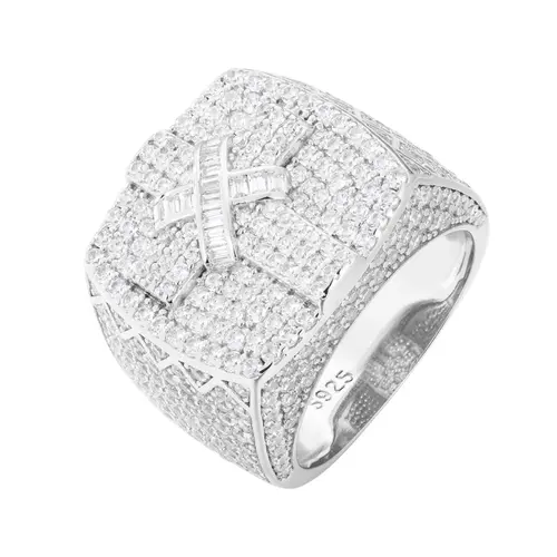 【#R422】UCCIYO Unisex 18K Gold-Plated Cross Motif Ring - S925 Sterling Silver Base, Lab-Grown Moissanite, Moissanite Jewelry for Wedding, Anniversary Engagement Gifting【#R422】