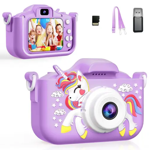 Cartoon Unicorn Heart Design Beginner Kid Camera Digital Camera Digicam, 1 Count Cute Video Recording Camera Toy with Memory Card & Card Reader, Perfect Gift for Daughter, Birthday & Holiday
