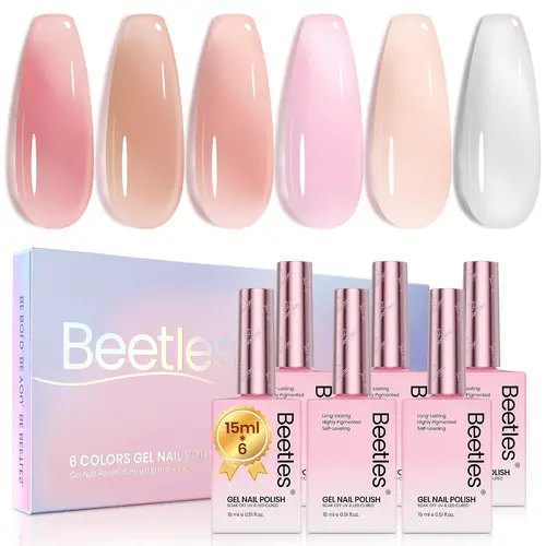 Beetles 15ML Gel Nail Polish Set Pink Red Nude Gel Nail Polish High Gloss Soak Off Gel Polish Nail Art Design Manicure Salon DIY Home Gift for Women