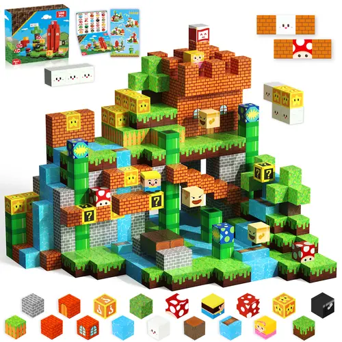 Magnetopia 100PCS Magnetic Building Cubes - STEM Montessori Sensory Stacking Blocks Model Building Kits, Open Ended Do It Yourself Toys, Cool Gifts for Kids for Christmas Birthdays Ages 3-10