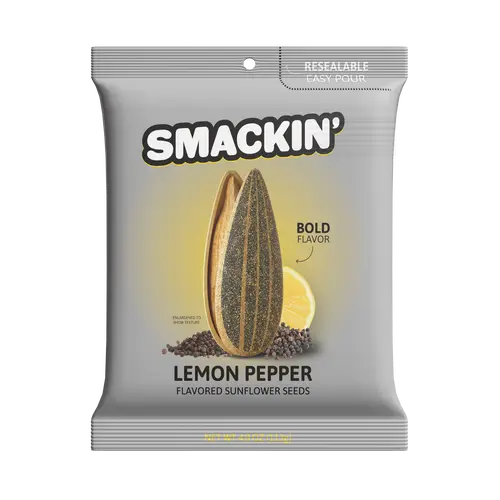SMACKIN' Sunflower Seeds - Lemon Pepper- Made in USA - Jumbo Size Sunflower Seeds