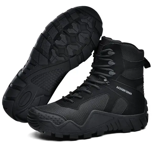 Ubetif Men's Waterproof Hiking Ankle Boots - Lightweight Military-Style Trekking Shoes with Laces, Durable Outdoor Work Shoes for Back-to-School
