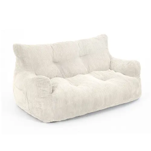 #sohochic Pamapic 2-Seat Striped Corduroy Lazy Sofa Beanbag - Upholstered Soft Compact Couch, Ergonomic Design, High-Quality Memory Foam, No Assembly Required, Bean Bag Chair, Bedroom Items, College Dorm Shopping, Apartment Stuff Indoor Furniture, Room De