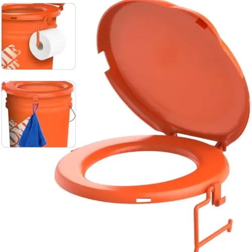 Portable Toilet Seat for 5 Gal Buckets, Camping Toilet Seat with Lid for Adults, Snap-on Toilet Seat for Outdoor, Camping, Hiking, Emergency, Car,Boat