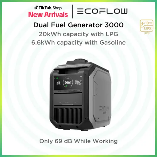 Smart Generator 3000 (Dual Fuel), Generator EcoFlow with LPG and Gas Support, Smart Control, for Home Power Backup, Emergency